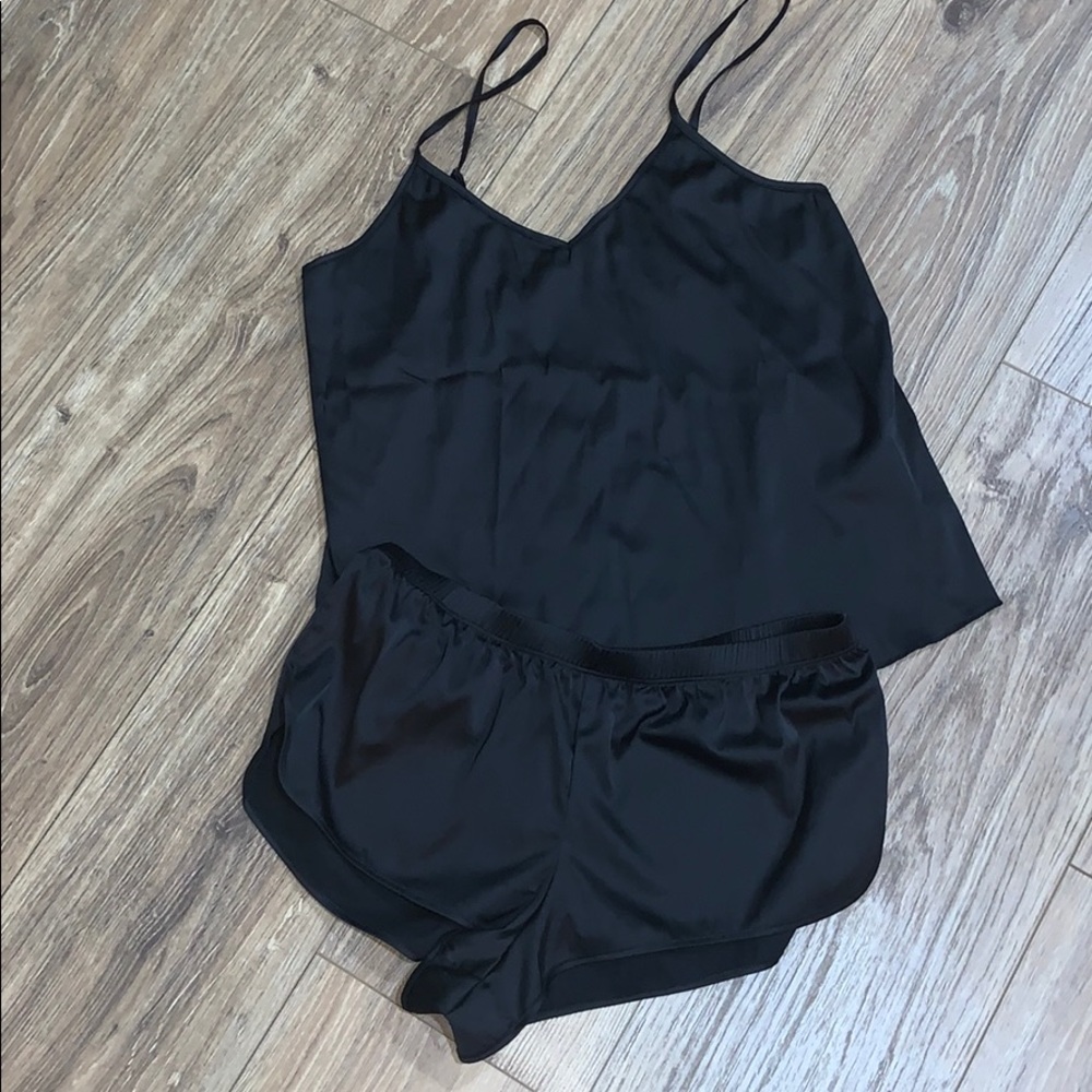 Black pj set, cami + shorts w/ elastic waist NWOT